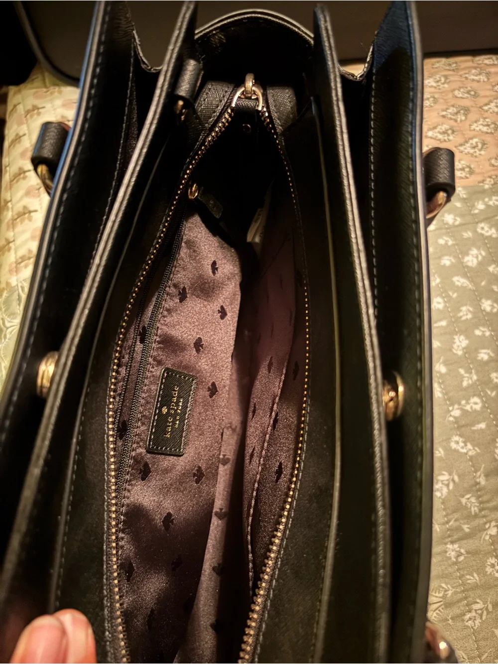 kate spade Floral Print Leather Satchel in Pink, Red & Black
